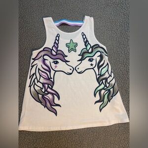 Unicorn Sleeveless Tank Top Girls Size Medium White And Pink